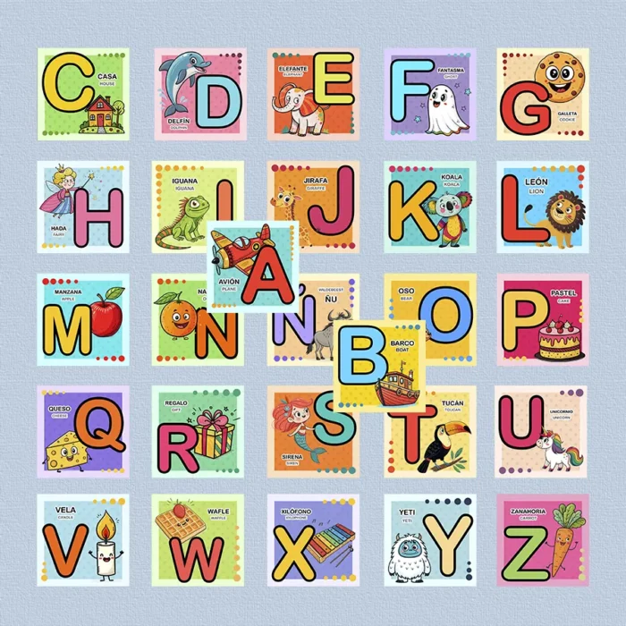 Set de 27 Tarjetas didácticas del Abecedario - Tarjetas educativas de 4x4 pulgadas - Image 3