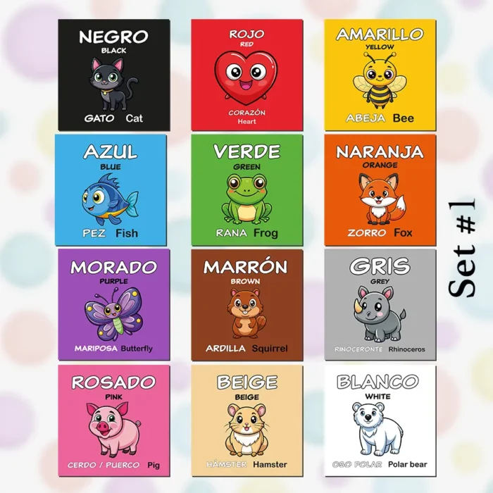 Set de Tarjetas Educativas - Aprendiendo los Colores - Tarjetas Didácticas Bilingües Español - Inglés - Image 4
