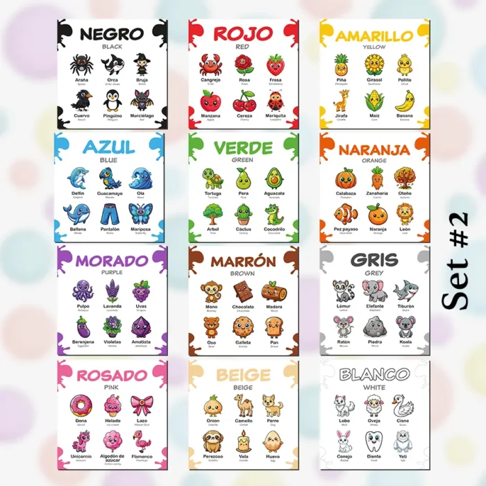 Set de Tarjetas Educativas - Aprendiendo los Colores - Tarjetas Didácticas Bilingües Español - Inglés - Image 5