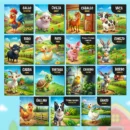 Set de 15 Tarjetas ilustradas - Los Animales de la Granja - Set de Tarjetas educativas bilingüe Español - Inglés