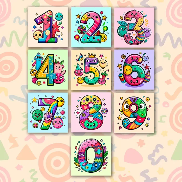 Set de 10 Tarjetas educativas Aprendiendo los Números – Materiales didácticos personalizados – Tamaño de 4″x 4″ Pulgadas - Image 4