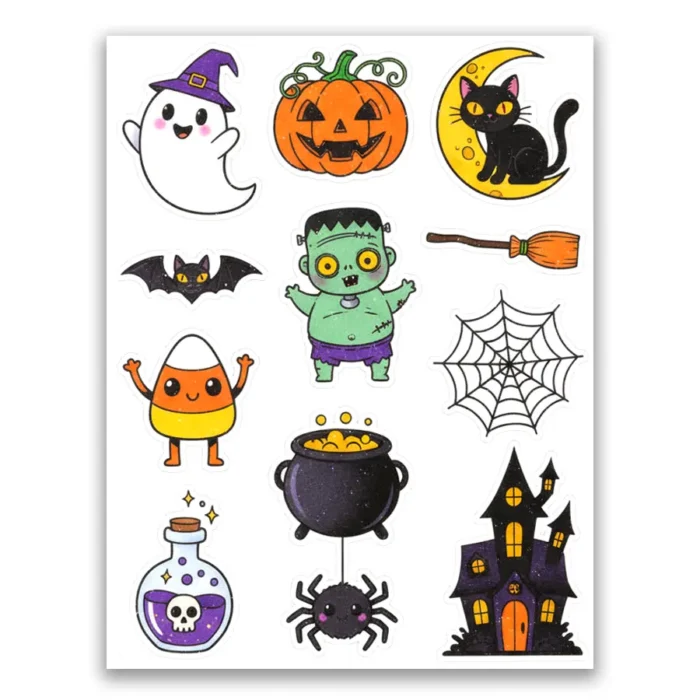 Tatuajes temporales de Basic Hallowen – Hoja 8,5 x 11 pulgadas – Colección hallowen 2025