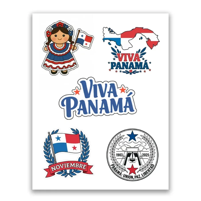 Tatuajes Temporales de Fiestas Patrias de Panamá - Hoja de 8,5 x 11 Pulgadas