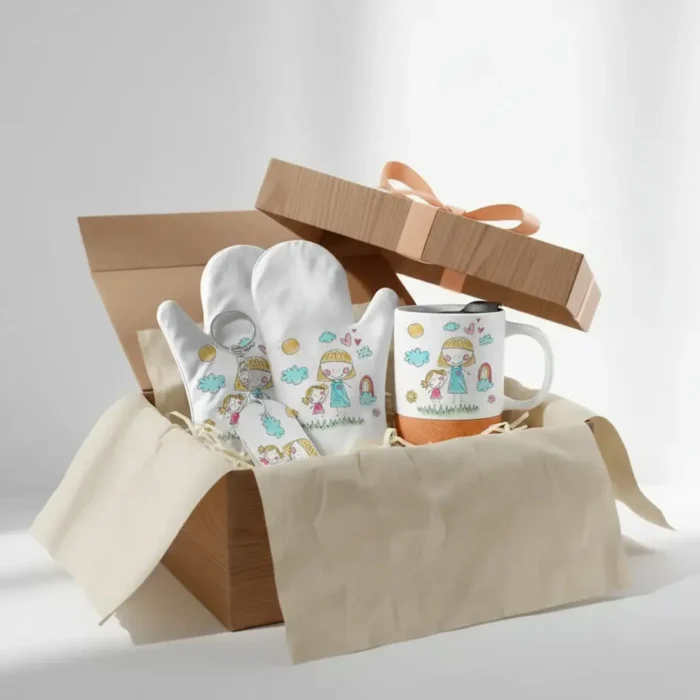 Combo #3 Regalo para dia de las madres, Vaso térmico + Llavero + Guantes de cocina; Personalizados