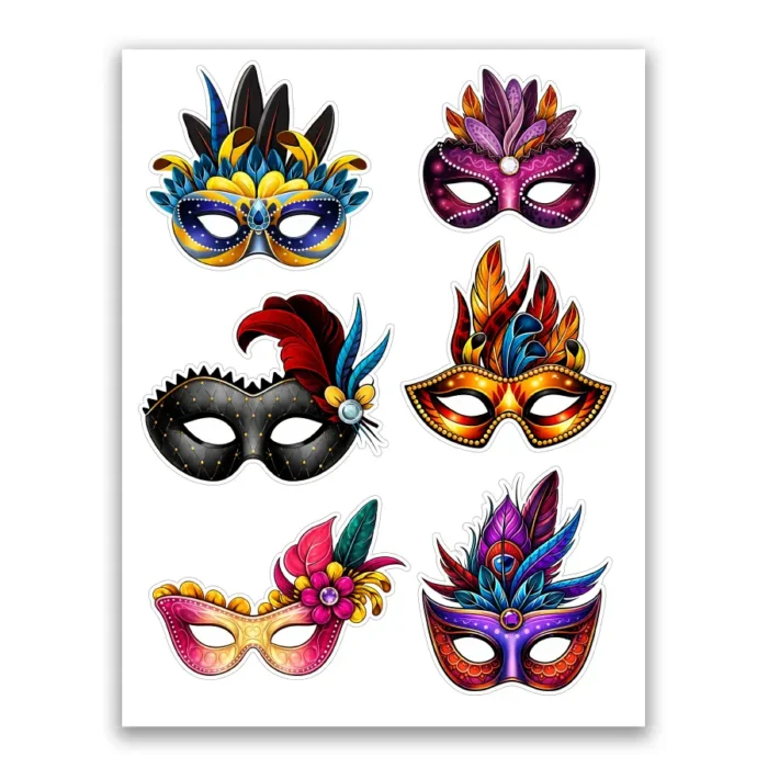Tatuajes temporales de Carnaval – Hoja 8,5 x 11 pulgadas – Colección II Carnavales 2026